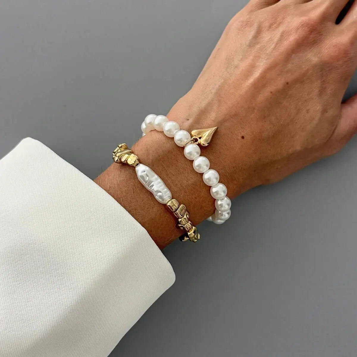 Set Braccialetti Perla e Cuore DMN LUSSO - Eleganza Bohemian