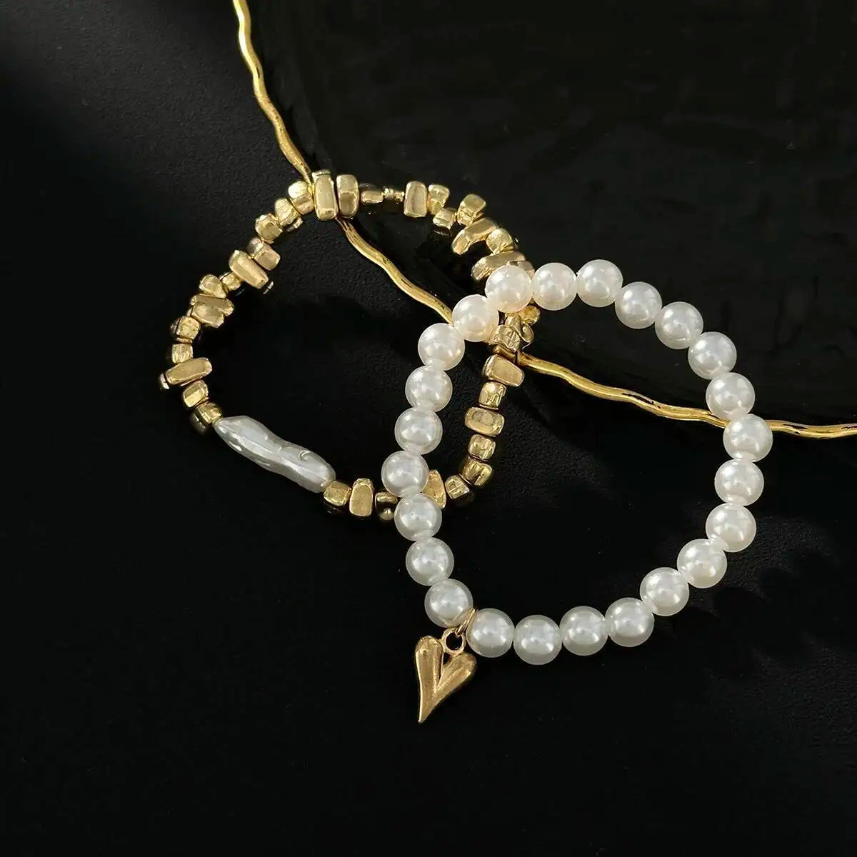 Set Braccialetti Perla e Cuore DMN LUSSO - Eleganza Bohemian