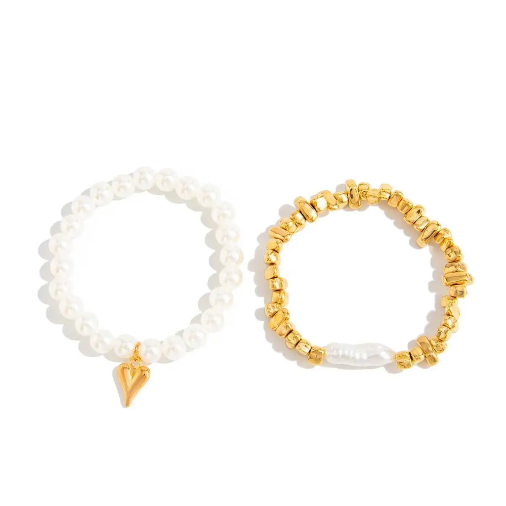 Set Braccialetti Perla e Cuore DMN LUSSO - Eleganza Bohemian