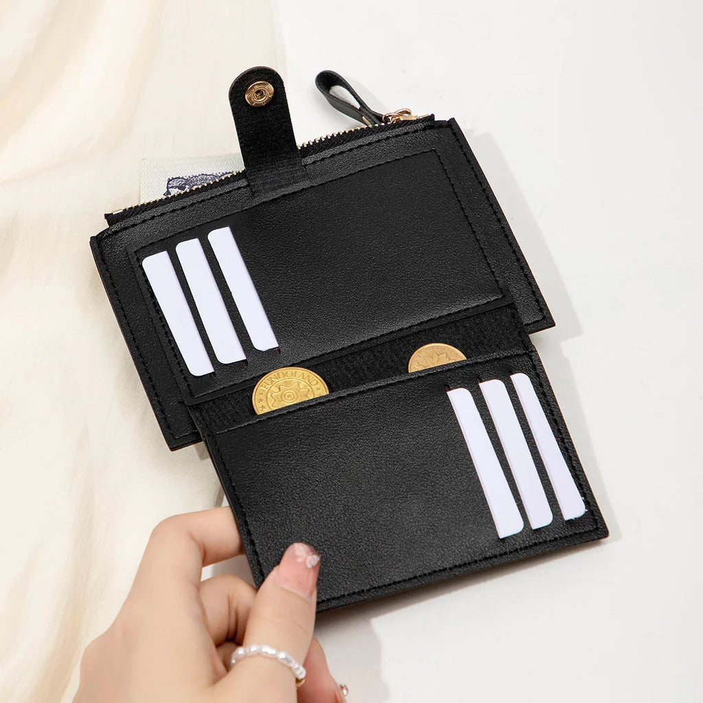 ITALIA Lusso - Mini Portafoglio Donna Retro Chic Compatto con Cerniera