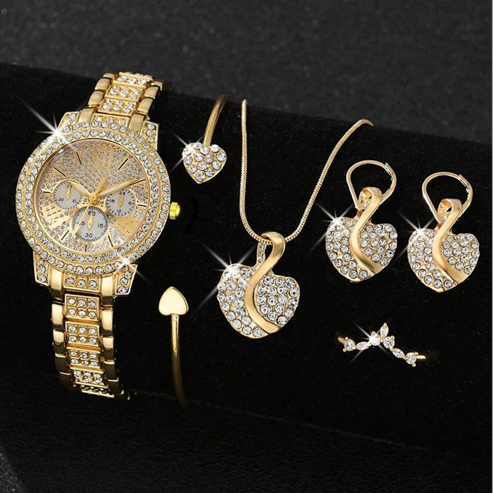 FIORELLA - Orologio Floreale di Lusso con Collana e Orecchini - Set Regalo Donna