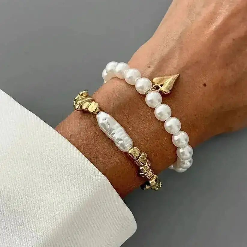 Set Braccialetti Perla e Cuore DMN LUSSO - Eleganza Bohemian