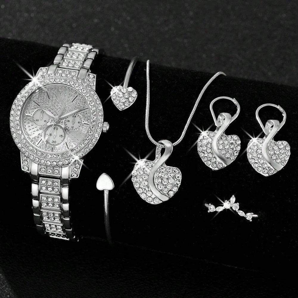 FIORELLA - Orologio Floreale di Lusso con Collana e Orecchini - Set Regalo Donna