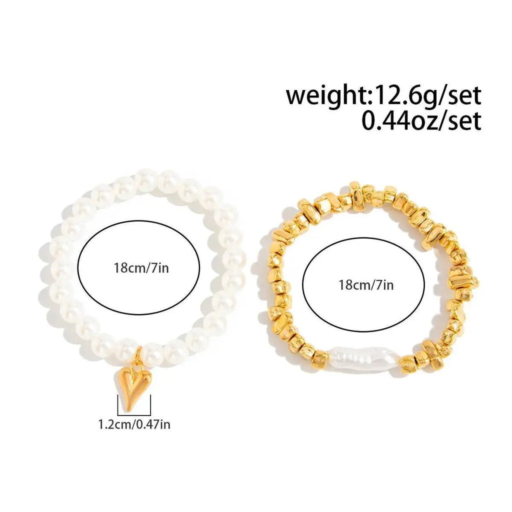 Set Braccialetti Perla e Cuore DMN LUSSO - Eleganza Bohemian