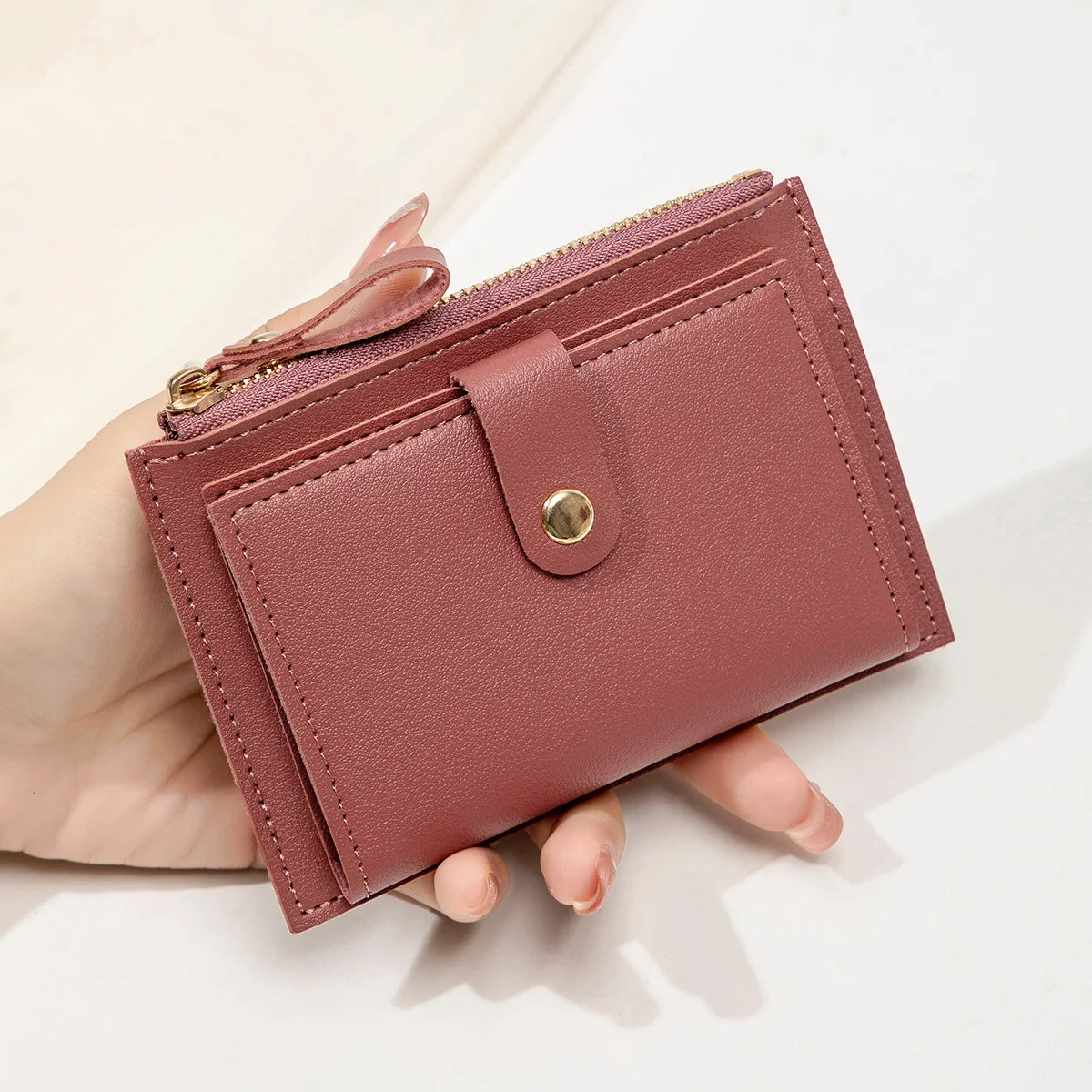 ITALIA Lusso - Mini Portafoglio Donna Retro Chic Compatto con Cerniera
